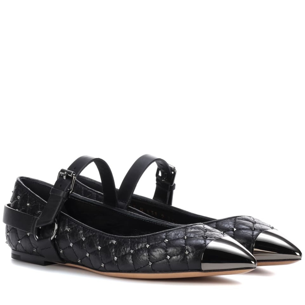 Valentino Rockstud Spike Ankle Strap Flats